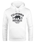 Neverless Hoodie Herren California Republic Weiß/Rot/Dunkelgrün/Braun
