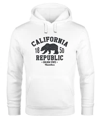 Neverless Hoodie Herren California Republic Weiß/Rot/Dunkelgrün/Braun