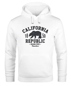 Neverless Hoodie Herren California Republic Weiß/Rot/Dunkelgrün/Braun