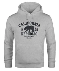 Neverless Hoodie Herren California Republic Rot/Grau/Braun/Dunkelgrün/Gold/Dunkelgrau