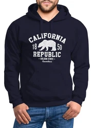 Neverless Hoodie Herren California Republic Blau/Dunkelblau/Hellblau/Rot