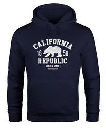 Neverless Hoodie Herren California Republic Blau/Dunkelblau/Hellblau/Rot