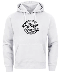 Neverless Hoodie Sweatshirt Herren Brooklyn Race Motorcycle Vintage Weiß/Hellblau/Creme/Grau
