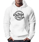 Neverless Hoodie Sweatshirt Herren Brooklyn Race Motorcycle Vintage Weiß/Hellblau/Creme/Grau