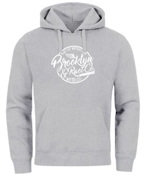 Neverless Hoodie Sweatshirt Herren Brooklyn Race Motorcycle Vintage Grau