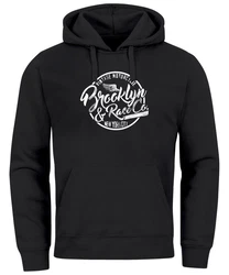 Neverless Hoodie Sweatshirt Herren Brooklyn Race Motorcycle Vintage Schwarz