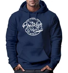 Neverless Hoodie Sweatshirt Herren Brooklyn Race Motorcycle Vintage Dunkelblau/Blau/Hellblau