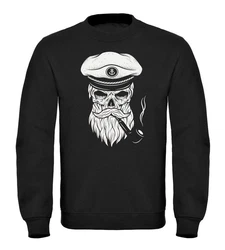 Neverless Sweatshirt Herren Totenkopf Kapitän Schwarz/Lila/Dunkelblau/Weiß