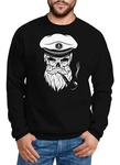 Neverless Sweatshirt Herren Totenkopf Kapitän Schwarz/Lila/Dunkelblau/Weiß