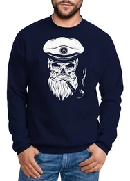 Sweatshirt Herren Sweatshirt Totenkopf Kapitn Captain Skull Bard Hipster