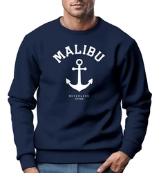 Neverless Sweatshirt Rundhals Pullover Anker Anchor Malibu Dunkelblau
