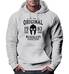 Neverless Hoodie Herren Original Gladiator Sparta Helm Athletic Vintage Grau/Hellgrau/Dunkelgrau/Weiß