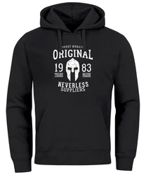 Neverless Hoodie Herren Original Gladiator Sparta Helm Athletic Vintage Schwarz/Dunkelgrau/Grau