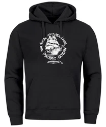 Neverless Hoodie Herren Segel Schiff Black Pearl Schwarz
