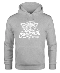 Neverless Hoodie California Republic Kapuzen-Pullover Herren (Wave) Grau