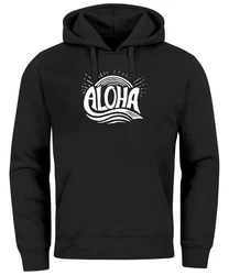 Neverless Hoodie Herren Aloha Surf Kapuzen-Pullover Schwarz/Rot