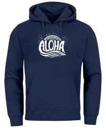 Neverless Hoodie Herren Aloha Surf Kapuzen-Pullover Blau