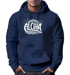 Neverless Hoodie Herren Aloha Surf Kapuzen-Pullover Blau
