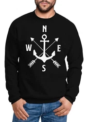 MoonWorks Sweatshirt Herren Anker Kompass Arrows Rundhals-Pullover Dunkelblau