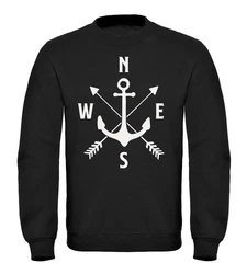 MoonWorks Sweatshirt Herren Anker Kompass Arrows Rundhals-Pullover Dunkelblau