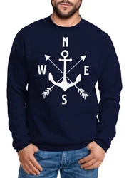MoonWorks Sweatshirt Herren Anker Kompass Arrows Rundhals-Pullover Dunkelblau