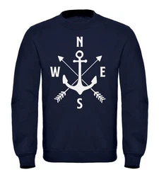 MoonWorks Sweatshirt Herren Anker Kompass Arrows Rundhals-Pullover Dunkelblau