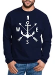 MoonWorks Sweatshirt Herren Anker Kompass Arrows Rundhals-Pullover Dunkelblau