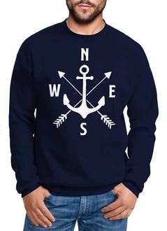 MoonWorks Sweatshirt Herren Anker Kompass Arrows Rundhals-Pullover MoonWorks Sweatshirt Herren Anker Kompass Arrows Rundhals-Pullover
