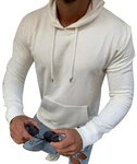Megaman Jeans Kapuzenpullover Hoodie Herren Weiß/Khaki/Creme