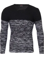Reslad Strickpullover Herren-Pullover Slim Fit Melange