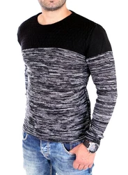 Reslad Strickpullover Herren-Pullover Slim Fit Melange
