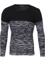 Strickpullover Strickpullover Herren-Pullover Melange Colorblock Rundhals (1-tlg) Slim Fit Rundhalspullover fr Mnner