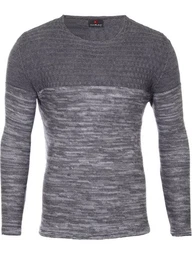 Strickpullover Strickpullover Herren-Pullover Melange Colorblock Rundhals (1-tlg) Slim Fit Rundhalspullover fr Mnner