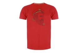 Leitfeuer T-Shirt Herren 1/2 Arm Rundhals Kapitn-Seemann-Print Rot/Dunkelrot