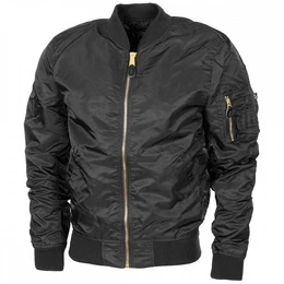 Bomberjacke US Airforce Jacke MA1, schwarz - S doppelter Strickbund am Kragen, rmel und Bund