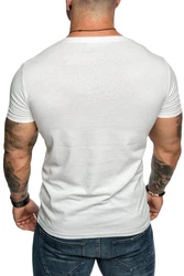 Amaci&Sons T-Shirt PATERSON Basic Oversize T-Shirt mit V-Ausschnitt  Creme/Weiß/Hellblau