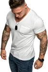 Amaci&Sons T-Shirt PATERSON Basic Oversize T-Shirt mit V-Ausschnitt  Creme/Weiß/Hellblau