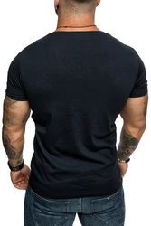 Amaci&Sons T-Shirt PATERSON Basic Oversize T-Shirt mit V-Ausschnitt  Dunkelblau/Hellblau