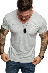 Amaci&Sons T-Shirt PATERSON Basic Oversize T-Shirt mit V-Ausschnitt  Grau/Hellgrau
