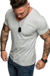 T-Shirt PATERSON Basic Oversize T-Shirt mit V-Ausschnitt Herren Vintage Basic Shirt mit V-Ausschnitt und Brusttasche
