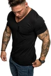 Amaci&Sons T-Shirt PATERSON Basic Oversize T-Shirt mit V-Ausschnitt  Schwarz