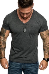 Amaci&Sons T-Shirt PATERSON Basic Oversize T-Shirt mit V-Ausschnitt  Dunkelgrau/Grau/Hellgrau