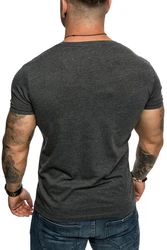 Amaci&Sons T-Shirt PATERSON Basic Oversize T-Shirt mit V-Ausschnitt  Dunkelgrau/Grau/Hellgrau