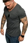 Amaci&Sons T-Shirt PATERSON Basic Oversize T-Shirt mit V-Ausschnitt  Dunkelgrau/Grau/Hellgrau
