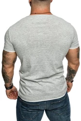 Amaci&Sons Oversize Doppel Farbig Herren Slim-Fit Crew Neck Basic T-Shirt (1-0001) Doppel Farbig