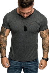 Amaci&Sons Oversize Doppel Farbig Herren Slim-Fit Crew Neck Basic T-Shirt (1-0001) Dunkelgrau/Grau/Hellgrau