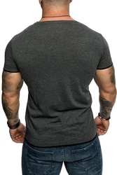 Amaci&Sons Oversize Doppel Farbig Herren Slim-Fit Crew Neck Basic T-Shirt (1-0001) Dunkelgrau/Grau/Hellgrau