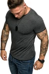Amaci&Sons Oversize Doppel Farbig Herren Slim-Fit Crew Neck Basic T-Shirt (1-0001) Dunkelgrau/Grau/Hellgrau