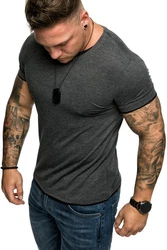 Amaci&Sons Oversize Doppel Farbig Herren Slim-Fit Crew Neck Basic T-Shirt (1-0001) Dunkelgrau/Grau/Hellgrau