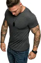 T-Shirt LAKEWOOD Herren Slim-Fit Basic Shirt Doppel Farbig mit Rundhalsausschnitt